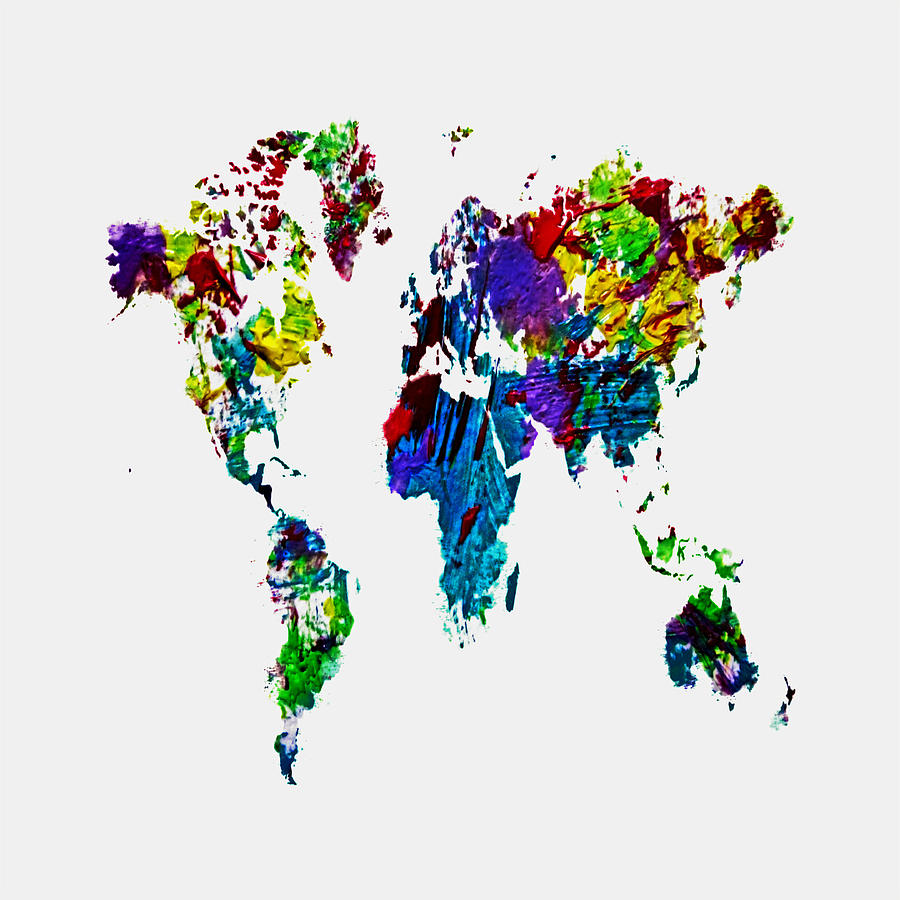World Map 4b Mixed Media by Brian Reaves