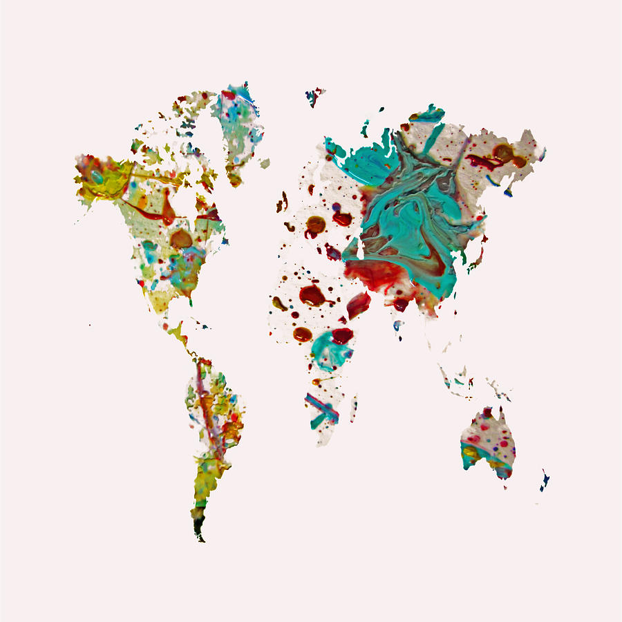 World Map 5b Mixed Media by Brian Reaves