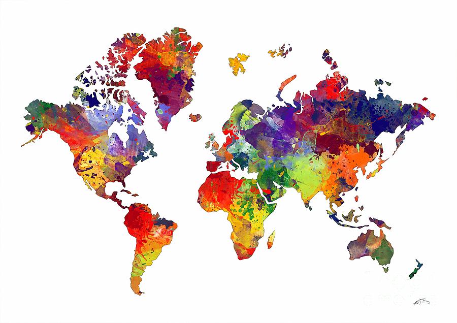 World Map 8 Watercolor print Digital Art by White Lotus - Fine Art America