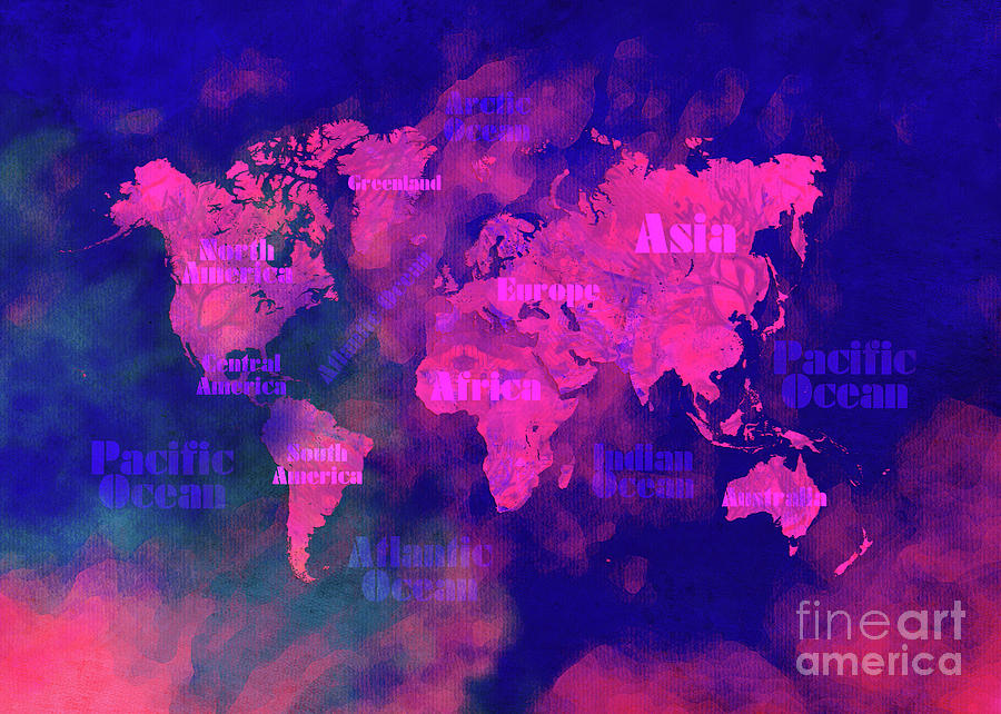 world map 81 purple 3D Digital Art by Justyna Jaszke JBJart