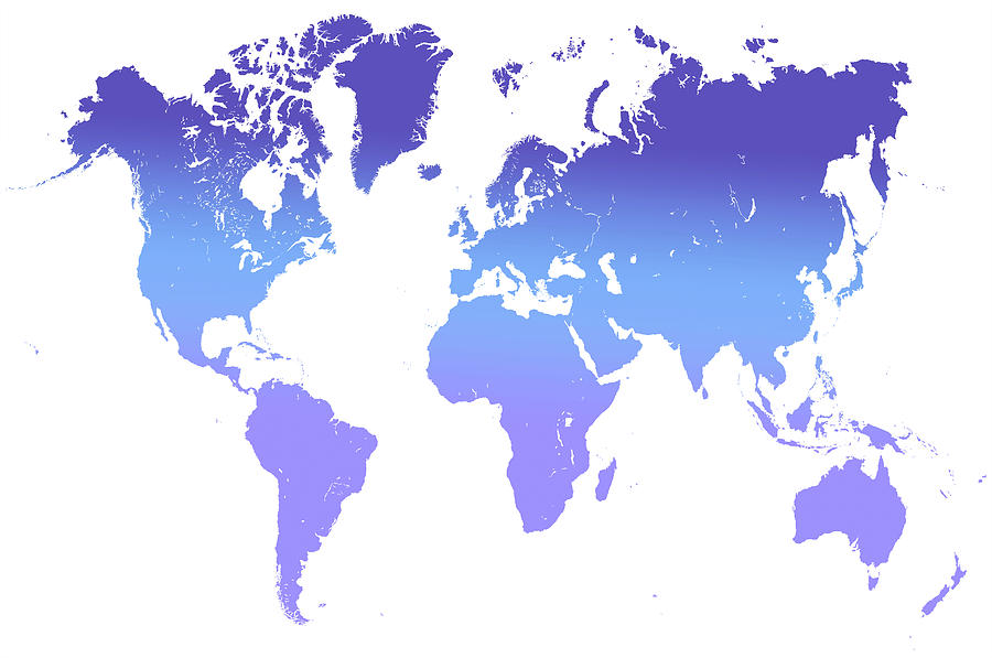 World Map Abstract. Blue Purple Photograph by Jenny Rainbow