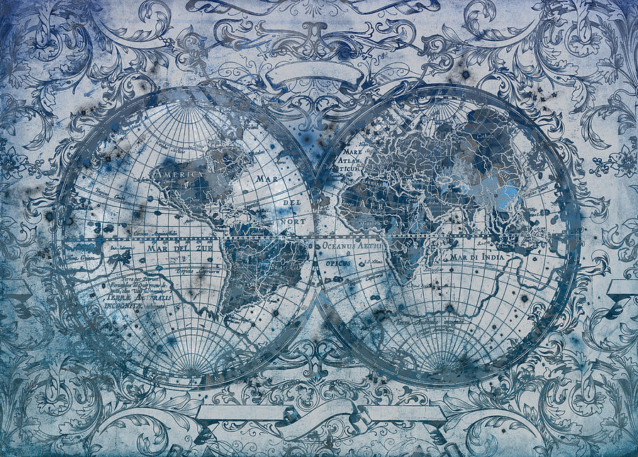 Abstract Painting - World Map Antique 5 by Bekim M