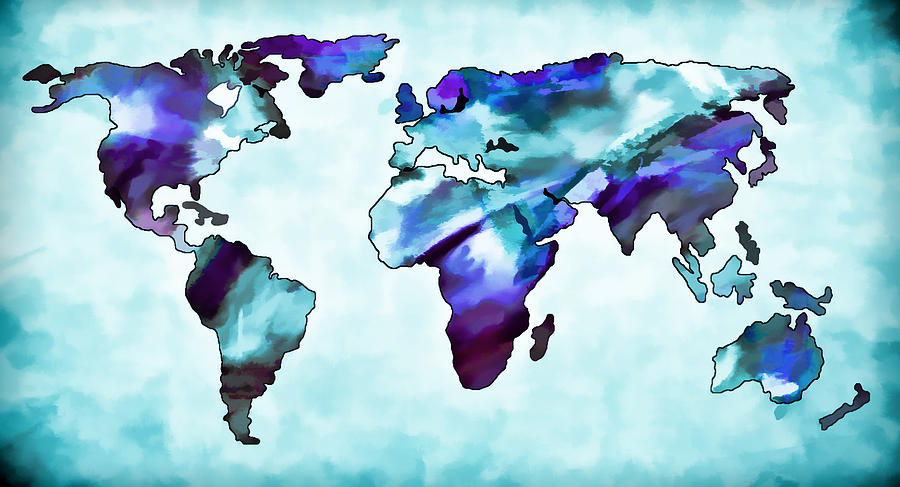 World Map Aqua Photograph by Athena Mckinzie