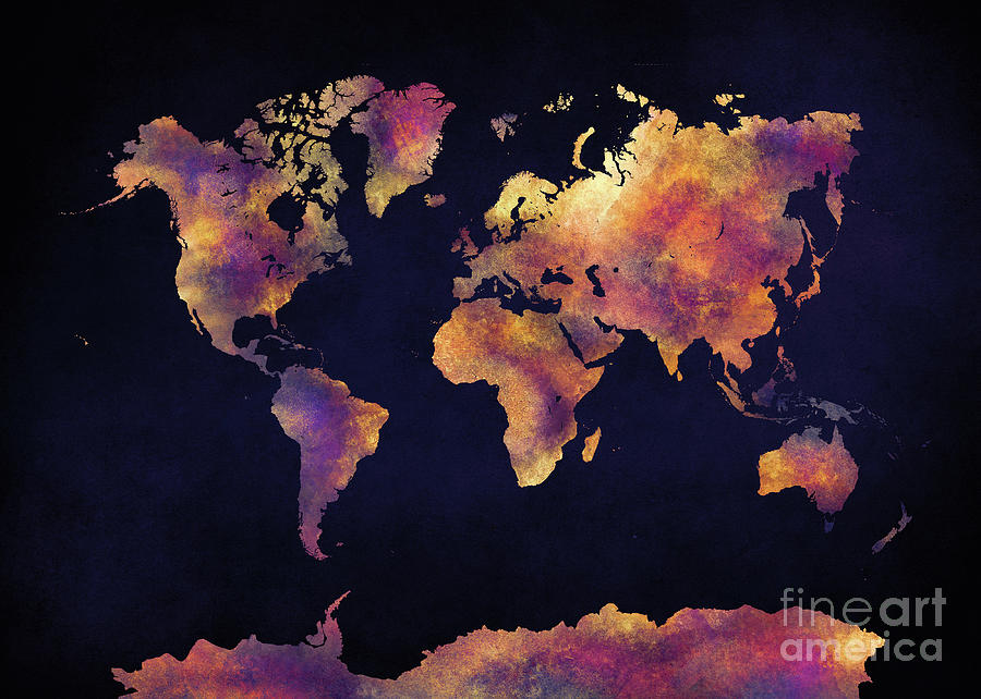 World Map Art 64 Digital Art by Justyna Jaszke JBJart