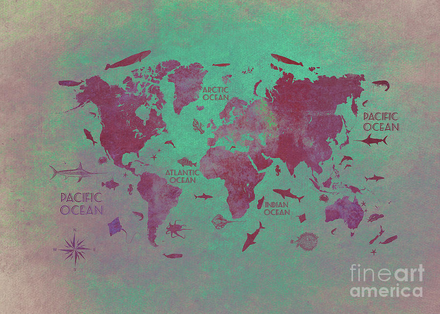 World Map Art 66 Digital Art by Justyna Jaszke JBJart