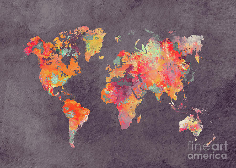 World Map Art 67 Digital Art by Justyna Jaszke JBJart