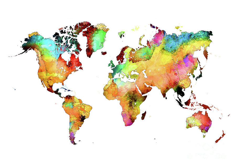 World Map Art 71 Digital Art by Justyna Jaszke JBJart