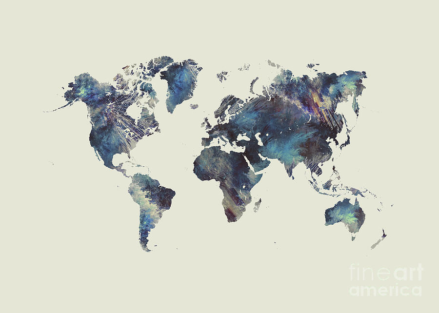 Map Digital Art - World Map Art 84 by Justyna Jaszke JBJart