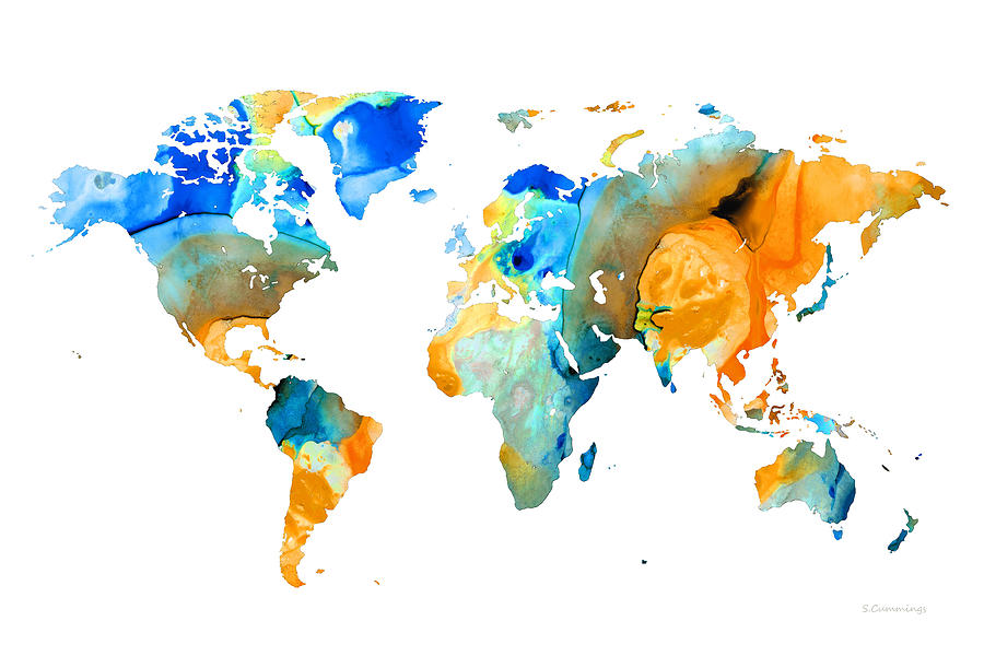 World Map Art - Map Of The World 14 - By Sharon Cummings Painting by 