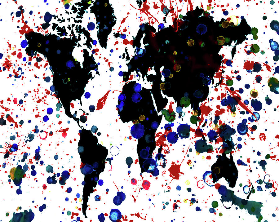 World Map b2 Mixed Media by Brian Reaves
