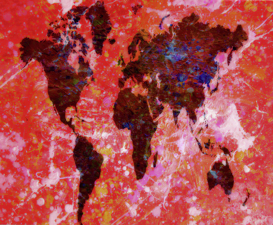 World Map b3 Mixed Media by Brian Reaves