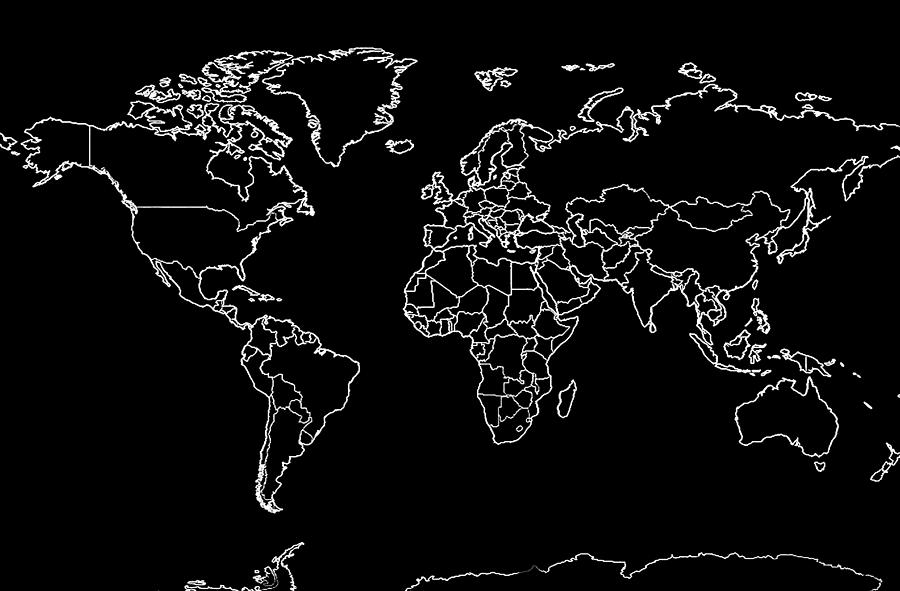 World Map Black And White Photograph by Athena Mckinzie