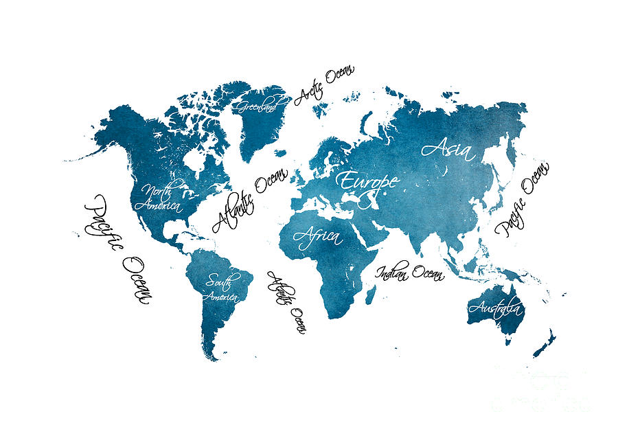World Map Blue Art Digital Art