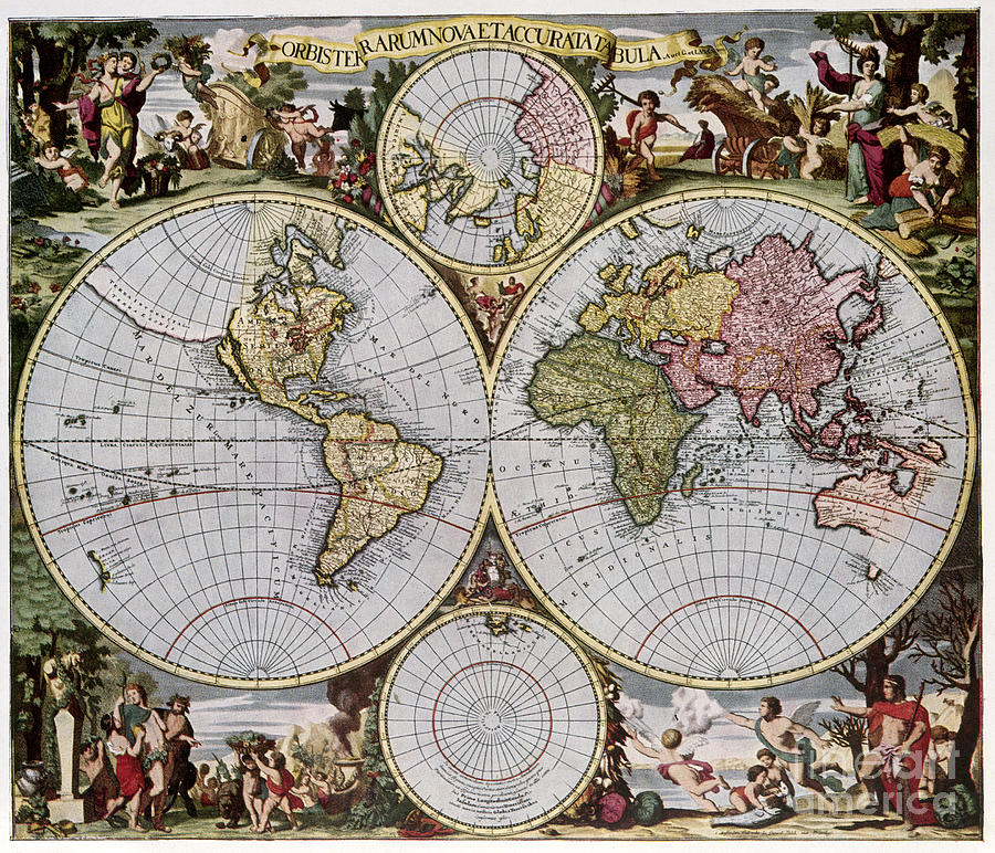 WORLD MAP, c1690 Photograph by Granger