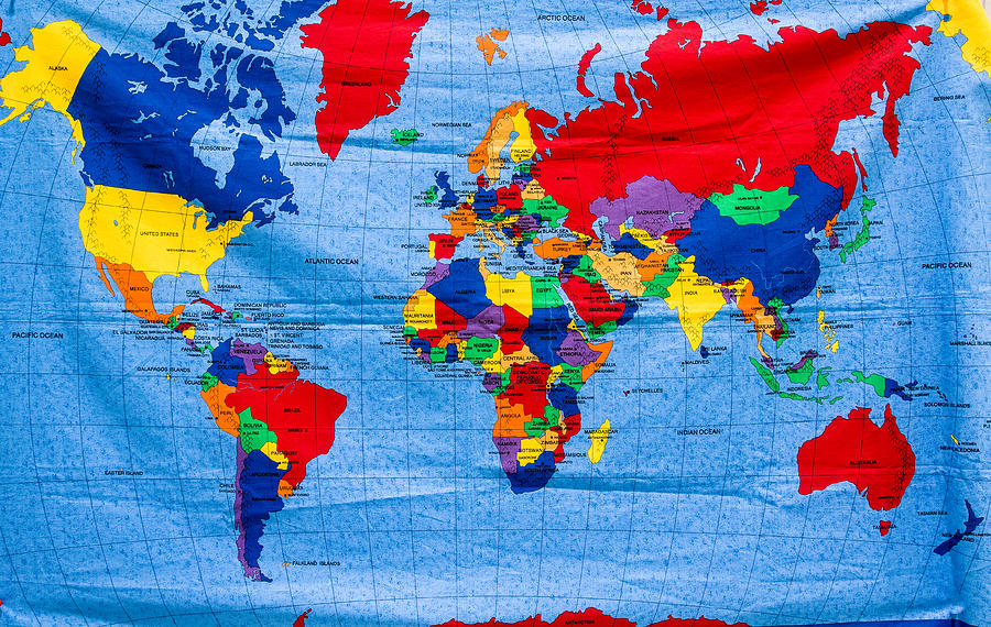 World Map Canvas Photograph by Nick Mares