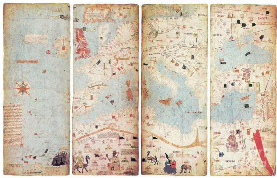 World Map, Catalan Atlas, 1375 Photograph by Science Source