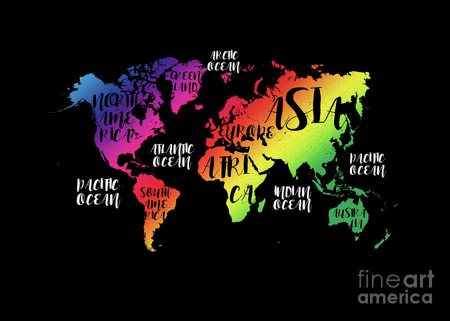 World Map Colors Digital Art by Justyna Jaszke JBJart