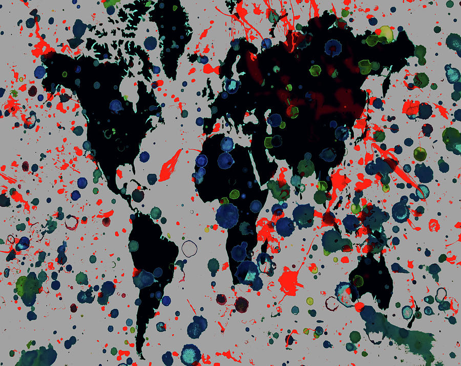 World Map d4 Mixed Media by Brian Reaves