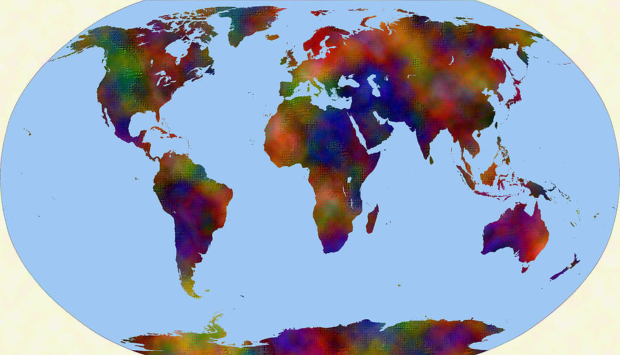 World Map Dark Digital Art by C H Apperson