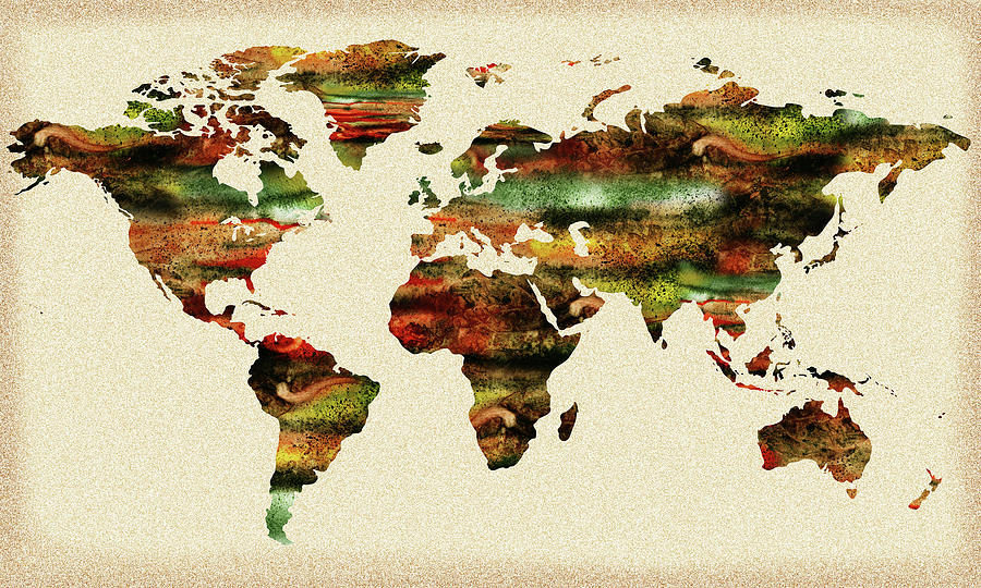 World Map Painting by Irina Sztukowski