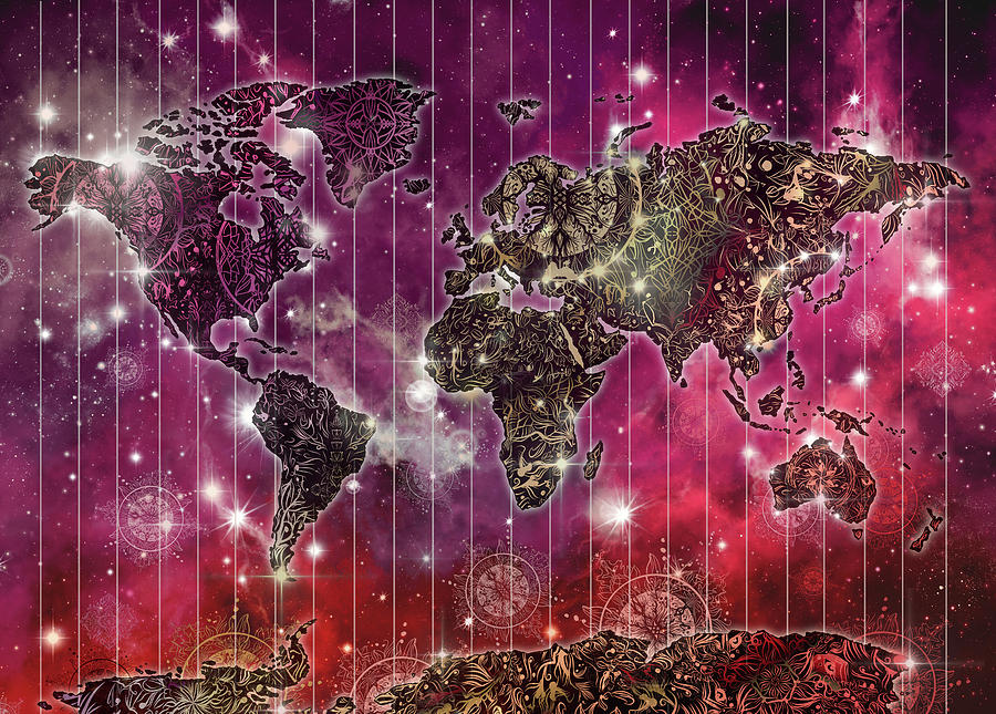 World Map Mandala Space 2 Digital Art by Bekim M