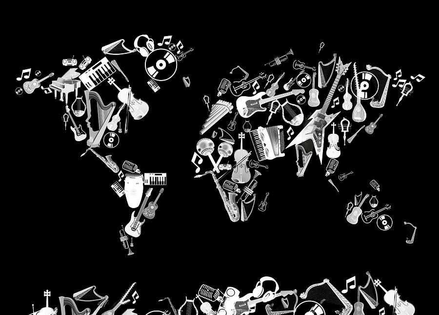 World Map Music 5 Digital Art