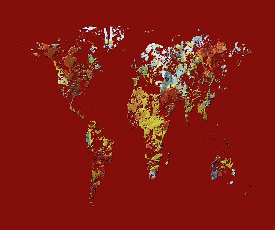 World Map n54 Mixed Media by Brian Reaves
