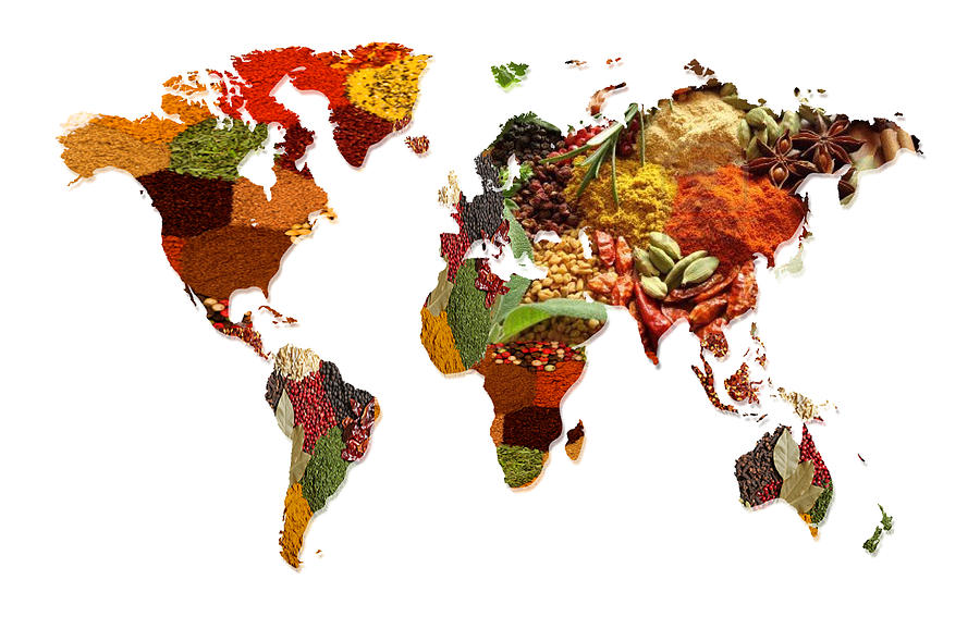 World Map Of Spices And Herbs Digital Art by Art Spectrum