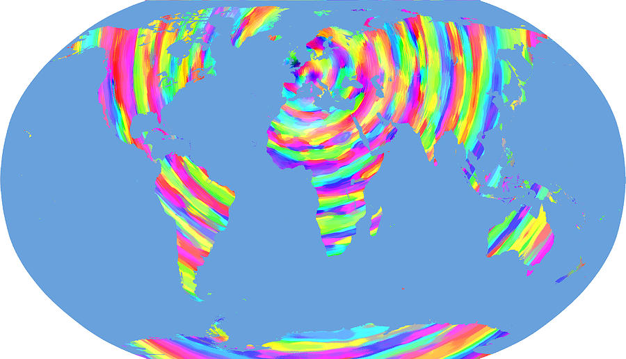 World Map Radial Eurocentric Digital Art by C H Apperson