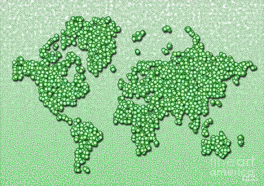 World Map Digital Art - World Map Rolamento in Green and White by Eleven Corners