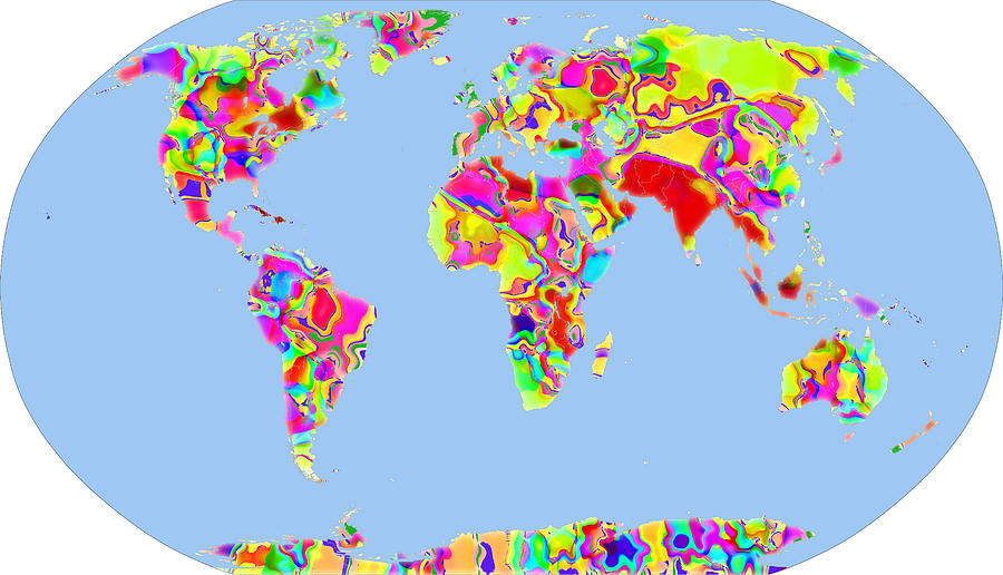 World Map Viscous Digital Art by C H Apperson