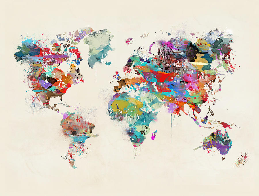 World Map Painting - World Map Watercolor by Bri Buckley