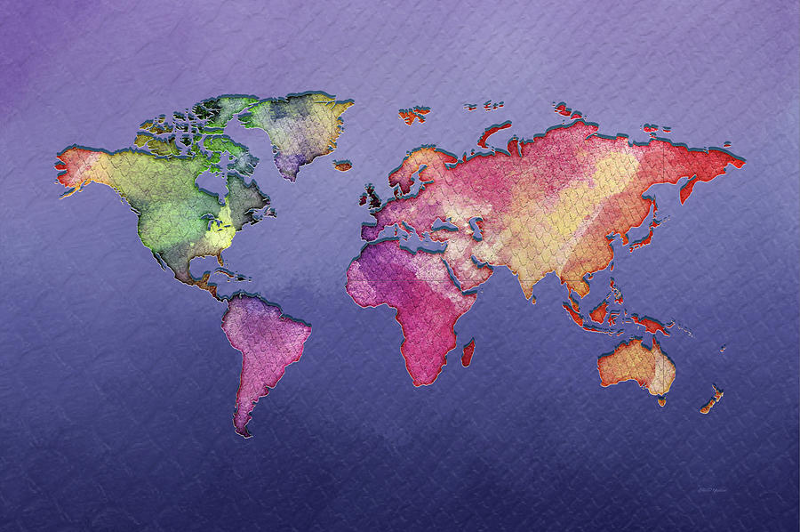 Mug Painting - World Map -  Watercolor by Ericamaxine Price