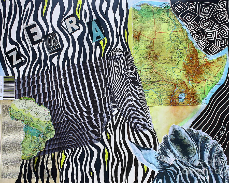 Black And White Painting - World Of Zebras by Barbara Teller