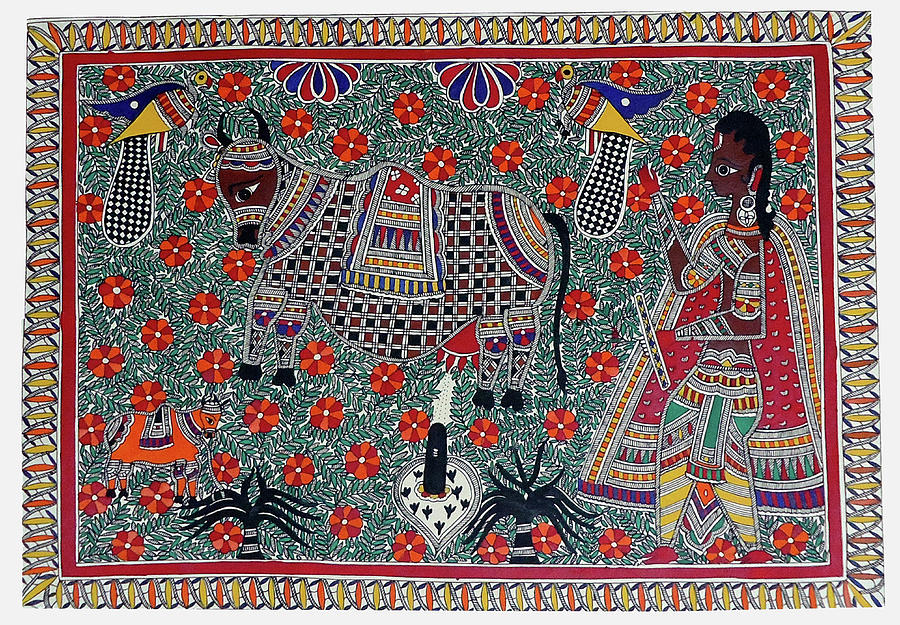 World Oldest Folk Art D Madhubani Painting of The Hindu Gods Painting
