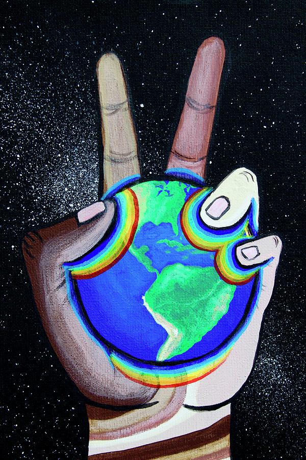 World Peace Is In Our Hands Painting By Mandy Elliott
