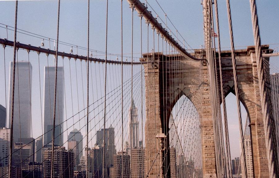 Brooklyn Bridge Photograph - World Trade Center and Brooklyn Bridge by Christopher J Kirby