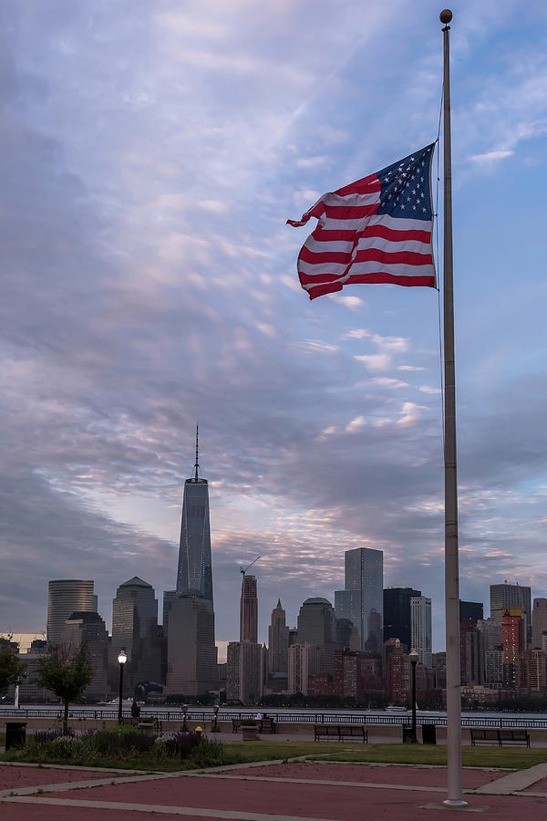 World Trade Center Freedom Tower New York City American Flag Photograph by Terry DeLuco