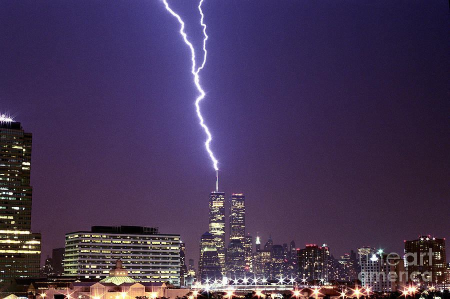 World Trade Center Lightning Full Shot Photograph