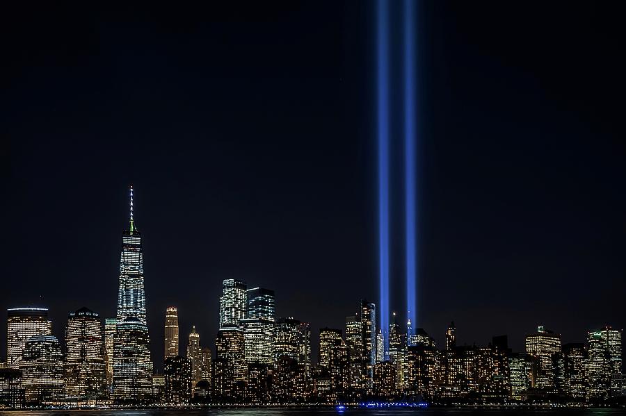 World Trade Center Tribute Lights over NYC Photograph by Bob Cuthbert ...