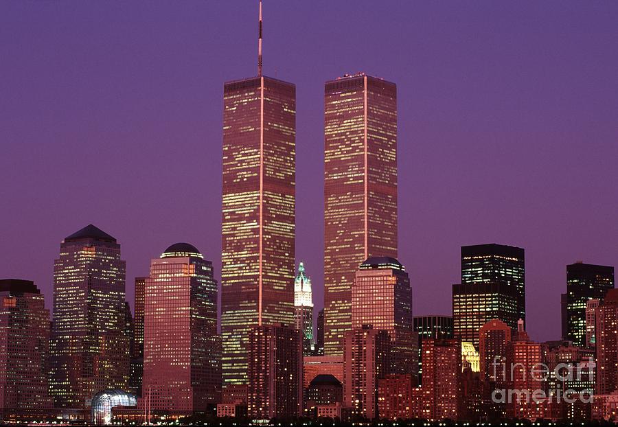 World Trade Center Twin Towers Dusk New York City Photograph by Antonio