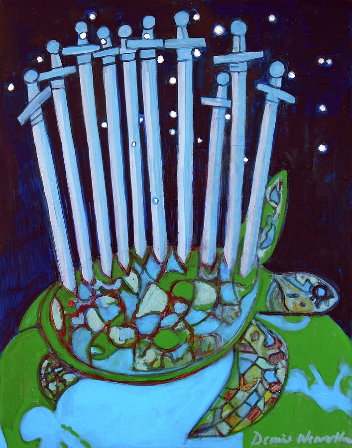 World Painting - World Turtle Ten of Swords by Denise Weaver Ross World Painting - World Turtle Ten of Swords by Denise Weaver Ross