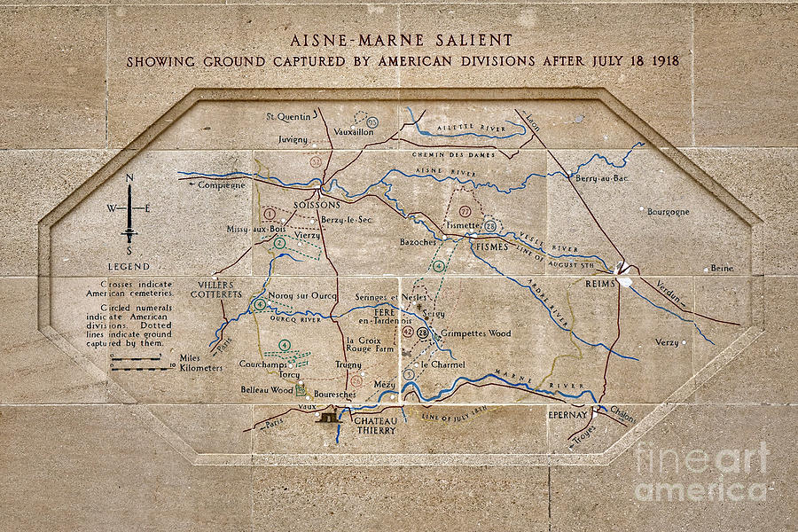 World War I Marne Battle Map  Photograph by Olivier Le Queinec