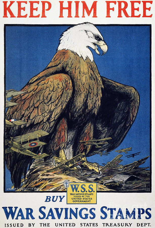 Eagle Photograph - World War I Poster: Saving Stamps by Granger
