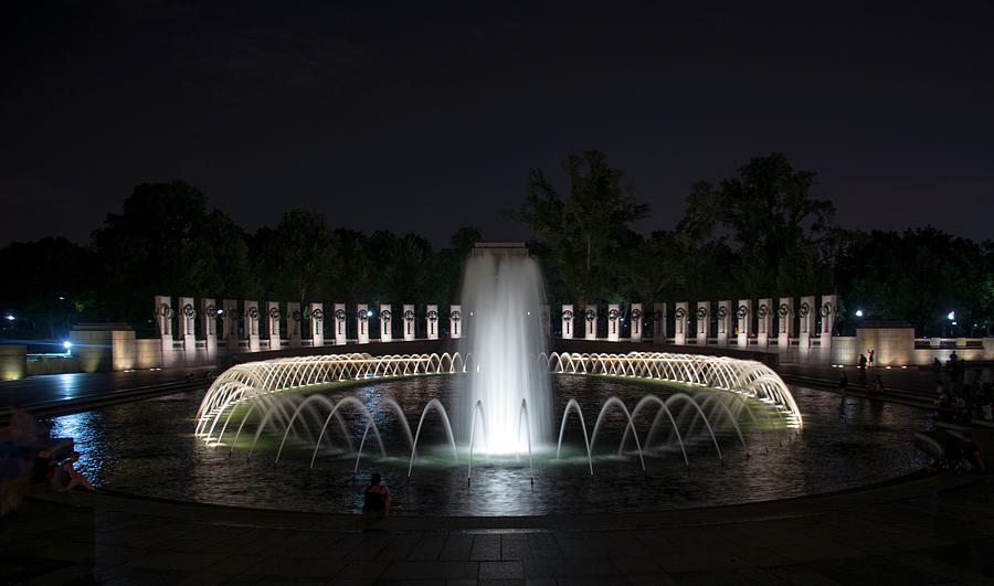 Tree Photograph - World War II Memorial At Night by Greg and Chrystal Mimbs