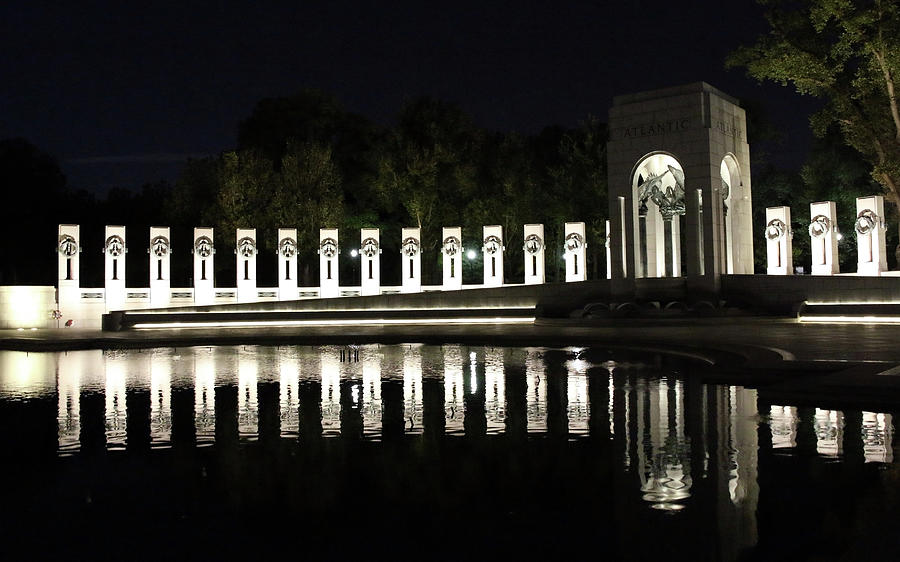 World War II Memorial Night Reflections Photograph by Cora Wandel