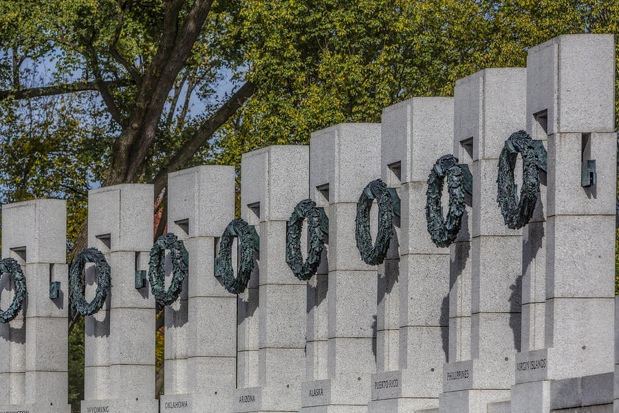 World War II Memorial Wreaths Photograph by Susan Candelario