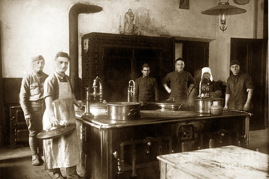 World War One Photograph - World War One Army Kitchen 1918 by Monterey County Historical Society