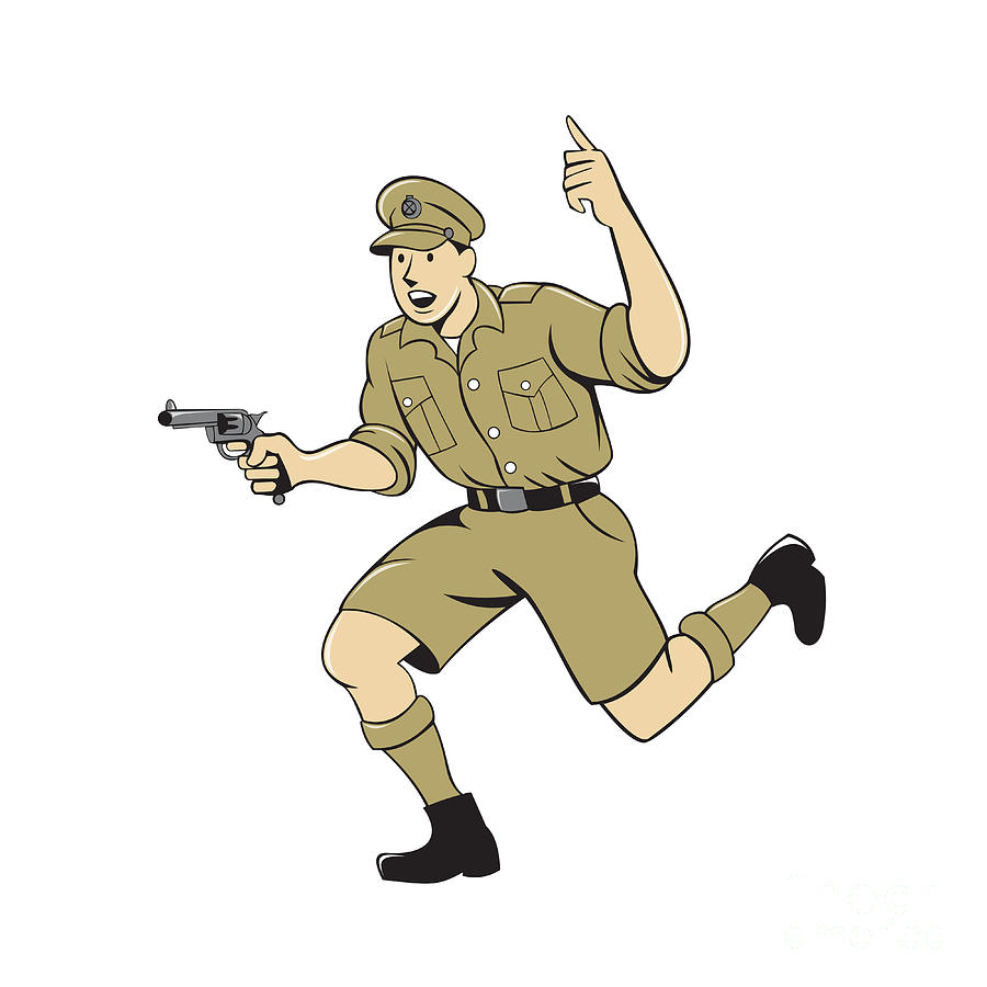 World War One British Officer Running Pistol Cartoon Digital Art by  Aloysius Patrimonio - Pixels