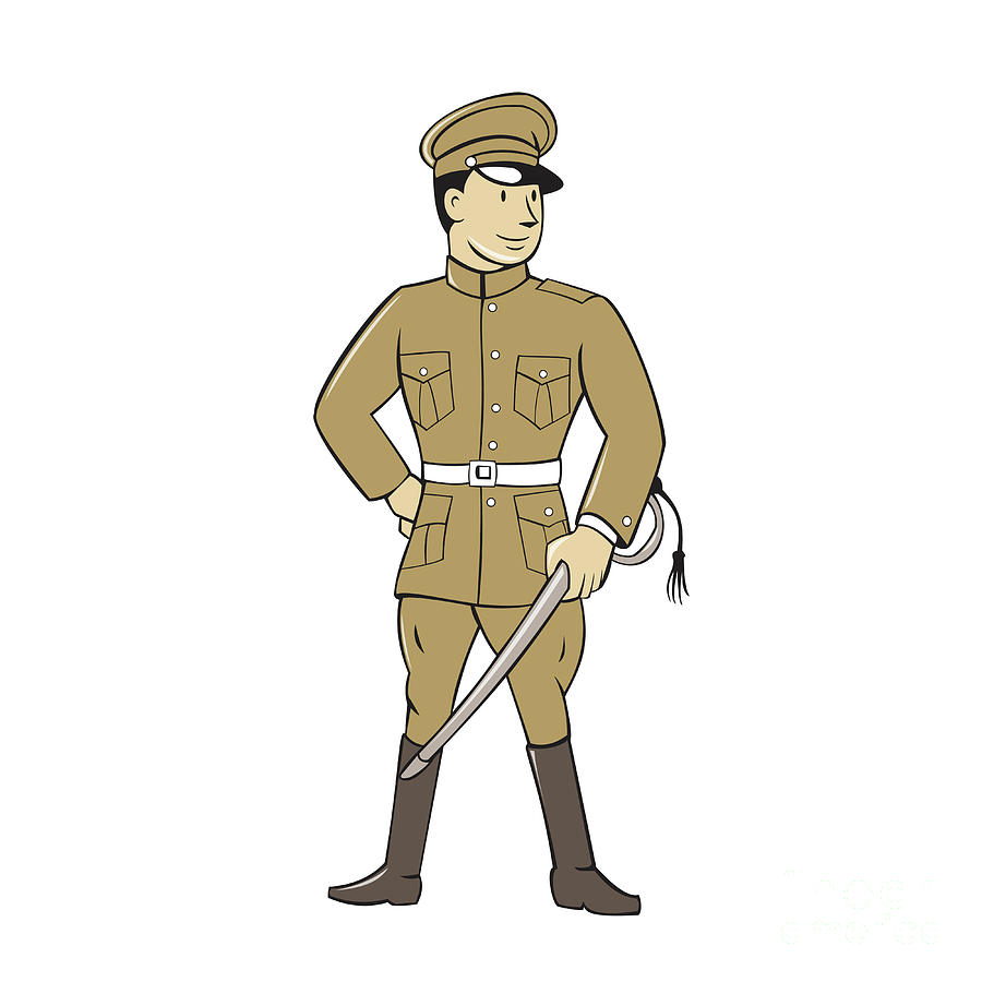 World War One British Officer Sword Standing Cartoon Digital Art by  Aloysius Patrimonio - Fine Art America